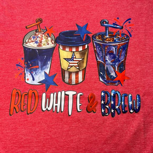Americana 4th of July Red, White and Brew Softstyle Gildan Tee XL - Picture 1 of 6